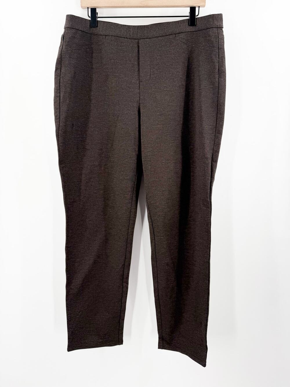 J. Jill Pants Size Large Ponte Slim Leg Heather Brown Stretch Pull On Classic